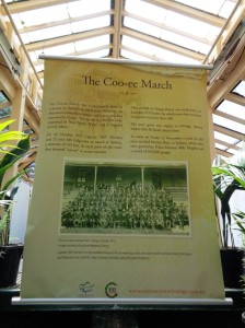 Coo-ee March banner on display at The Blowes Conservatory. Cook Park, Orange 27/10/2015