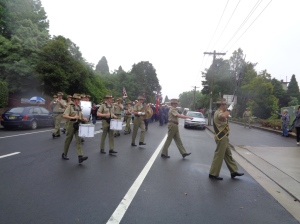 The Australian Army Band and the marchers arriving at Katoomba RSL Club 5/11/2015